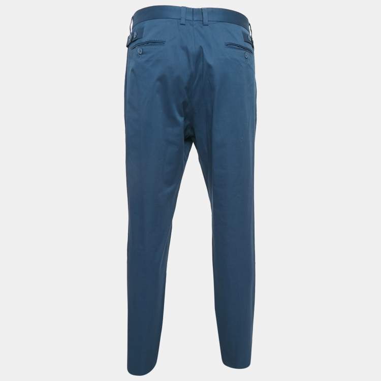 Pre Owned Dolce & Gabbana Blue Cotton Trousers XXXL 