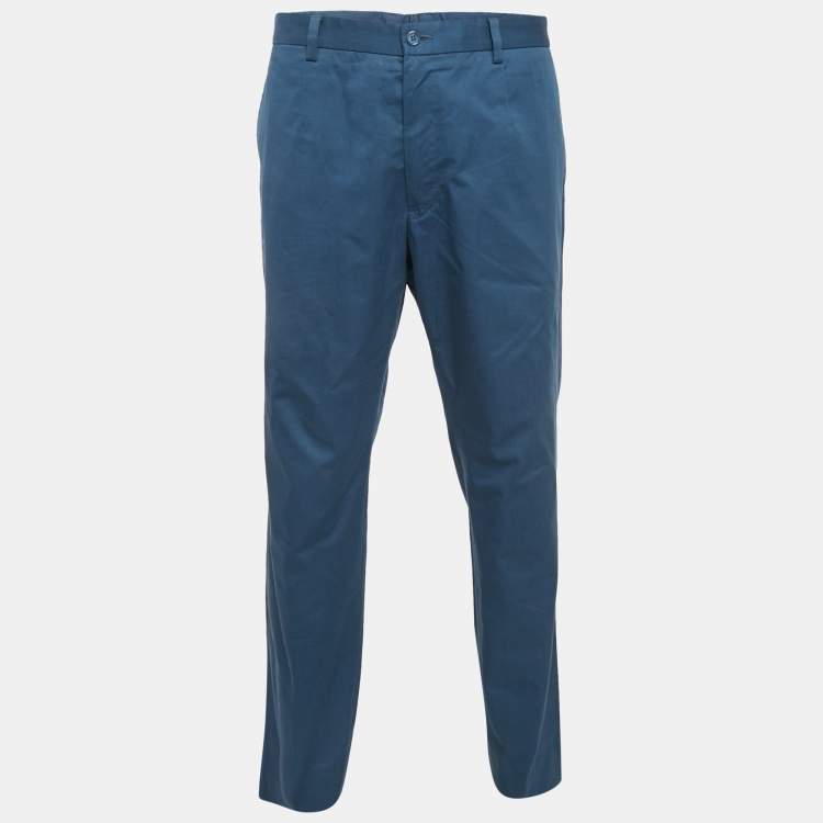 Pre Owned Dolce & Gabbana Blue Cotton Trousers XXXL 