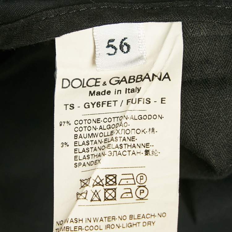 Pre Owned Dolce & Gabbana Black Cotton Tailored Trousers XXXL 