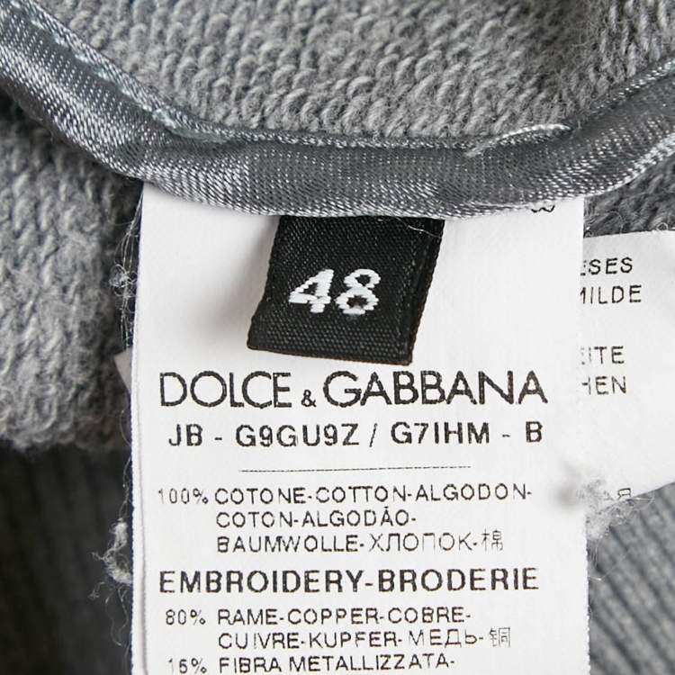 Pre Owned Dolce & Gabbana Grey Cotton Applique Detail Sweatshirt and Pants Set M