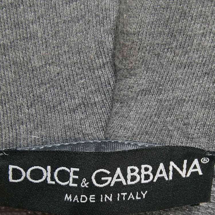 Pre Owned Dolce & Gabbana Grey Cotton Applique Detail Sweatshirt and Pants Set M