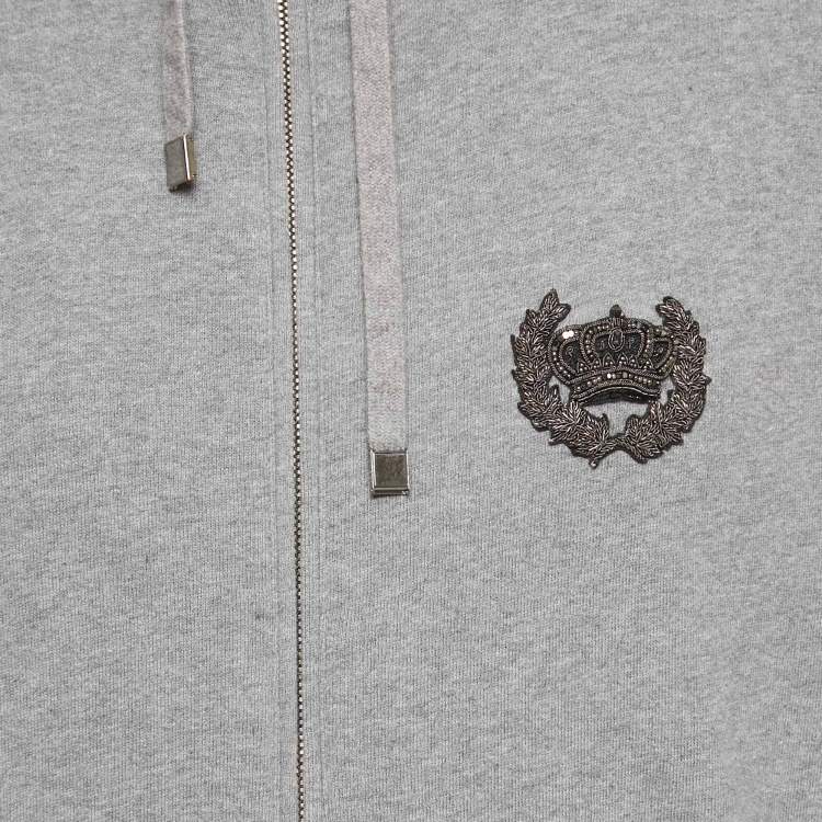 Pre Owned Dolce & Gabbana Grey Cotton Applique Detail Sweatshirt and Pants Set M