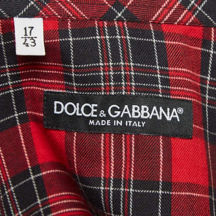Pre Owned Dolce & Gabbana Red Checks Printed Cotton Blend Shirt XXL