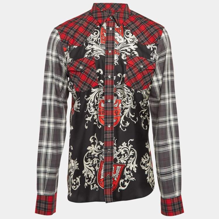 Pre Owned Dolce & Gabbana Red Checks Printed Cotton Blend Shirt XXL