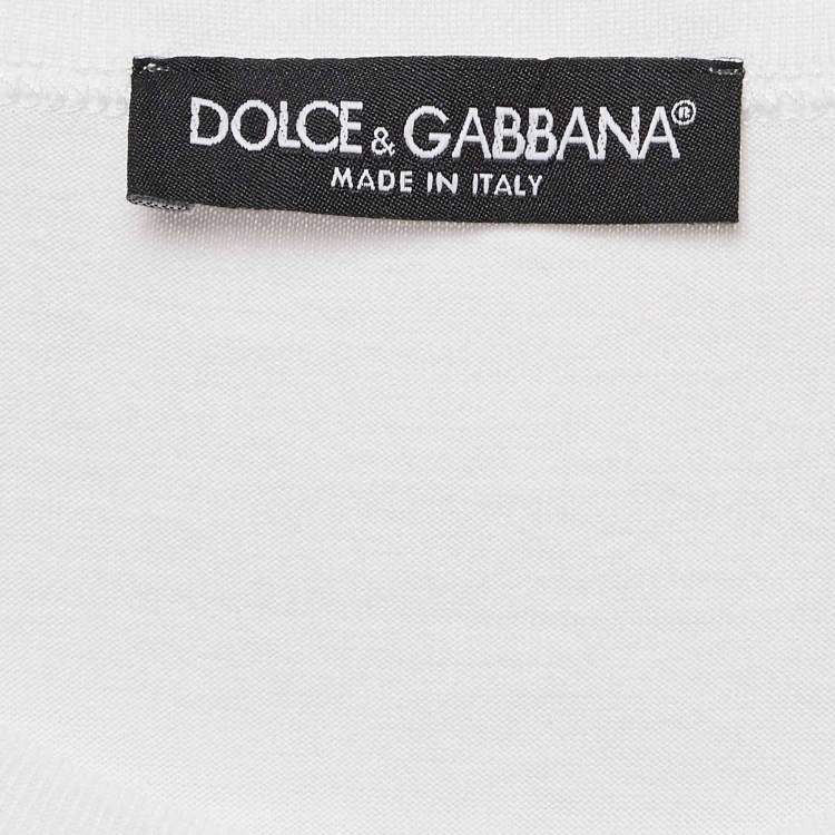 Pre Owned Dolce & Gabbana White Printed Cotton Jersey Crew Neck T-Shirt XL