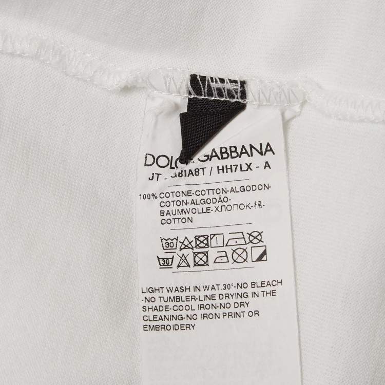 Pre Owned Dolce & Gabbana White Printed Cotton Jersey Crew Neck T-Shirt XL