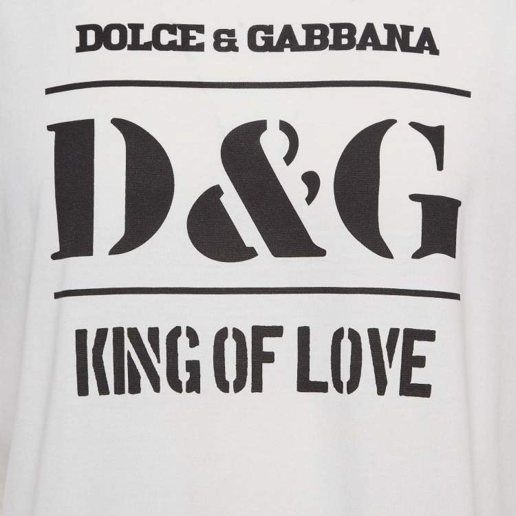 Pre Owned Dolce & Gabbana White Printed Cotton Jersey Crew Neck T-Shirt XL