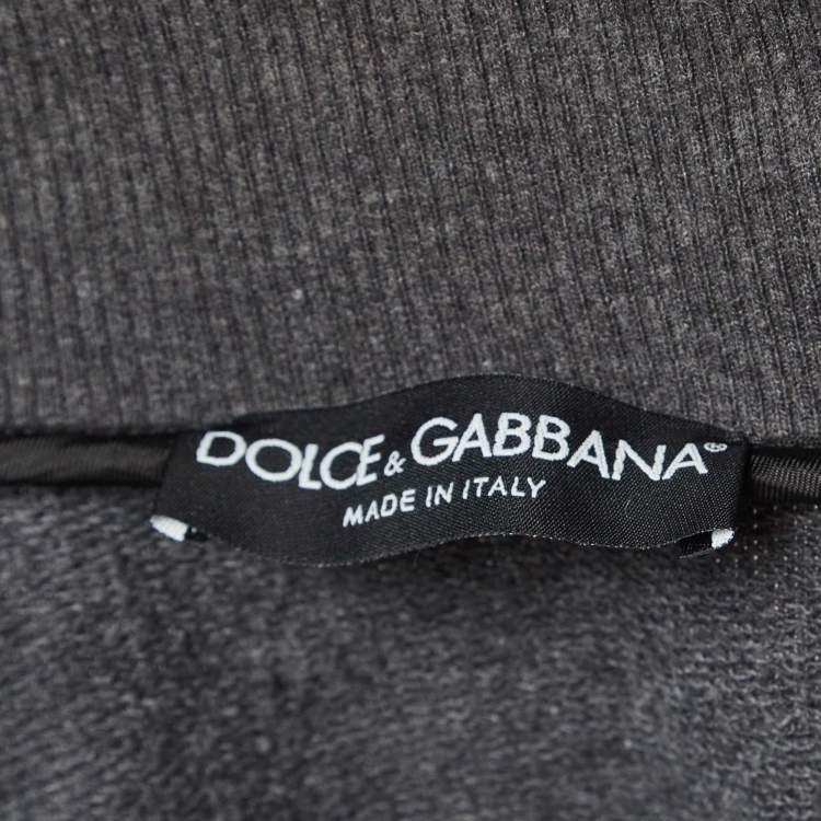 Pre Owned Dolce & Gabbana Grey Cotton Knit Zip Front Hooded Jacket L