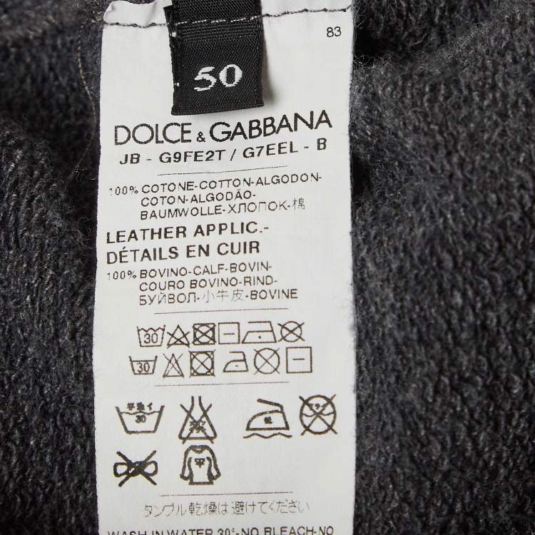 Pre Owned Dolce & Gabbana Grey Cotton Knit Zip Front Hooded Jacket L