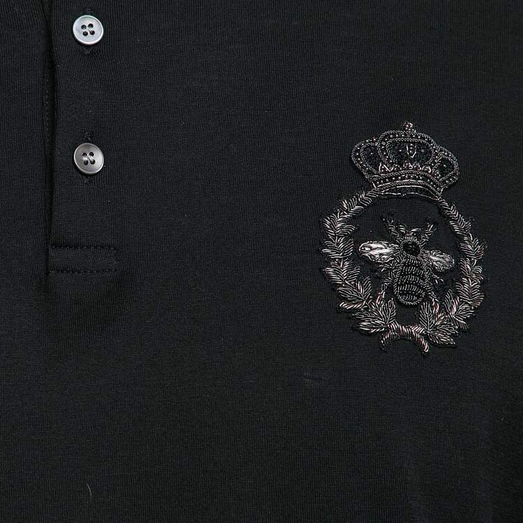 Pre Owned Dolce & Gabbana Black Embroidered Jersey Long Sleeve T-Shirt L