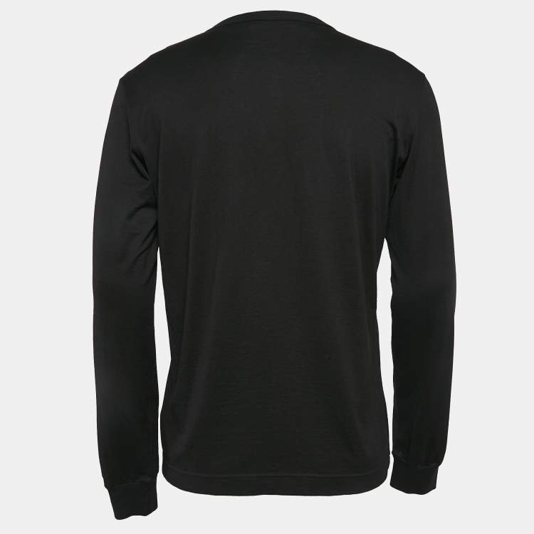 Pre Owned Dolce & Gabbana Black Embroidered Jersey Long Sleeve T-Shirt L