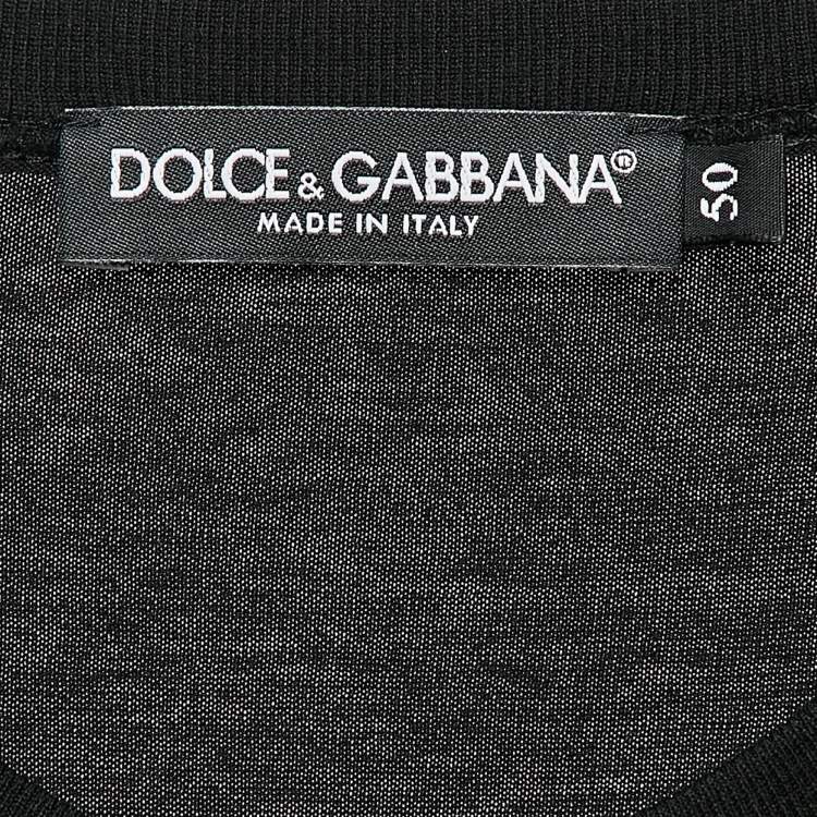 Pre Owned Dolce & Gabbana Black Embroidered Jersey Long Sleeve T-Shirt L