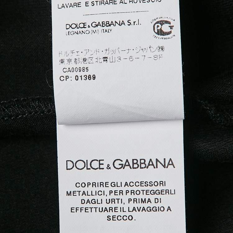 Pre Owned Dolce & Gabbana Black Embroidered Jersey Long Sleeve T-Shirt L