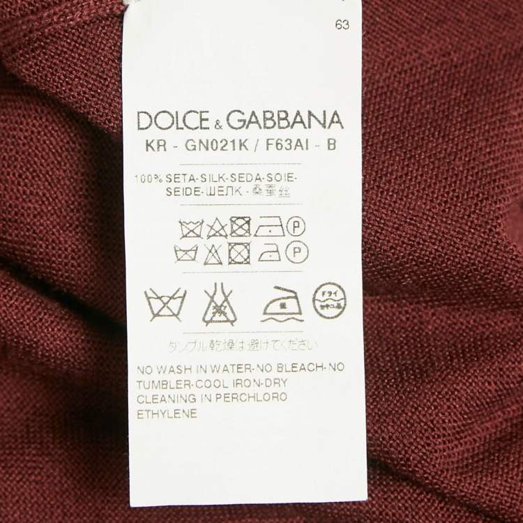 Pre Owned Dolce & Gabbana Burgundy Silk Knit Crew Neck Sweatshirt XL
