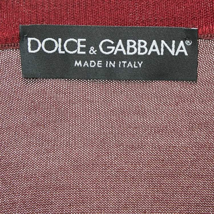 Pre Owned Dolce & Gabbana Burgundy Silk Knit Crew Neck Sweatshirt XL