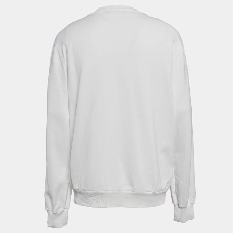 Pre Owned Dolce & Gabbana White Logo Embossed Cotton Sweatshirt XXL