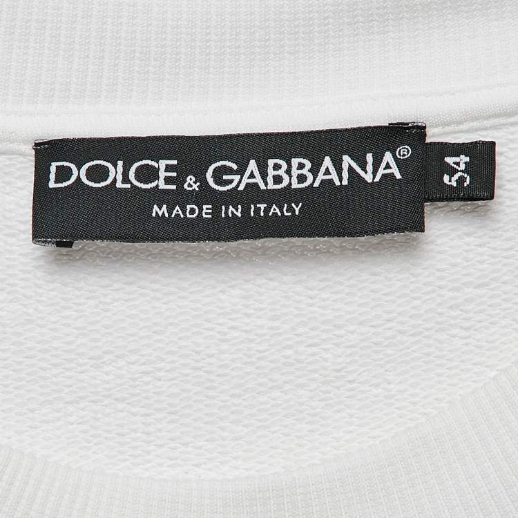 Pre Owned Dolce & Gabbana White Logo Embossed Cotton Sweatshirt XXL
