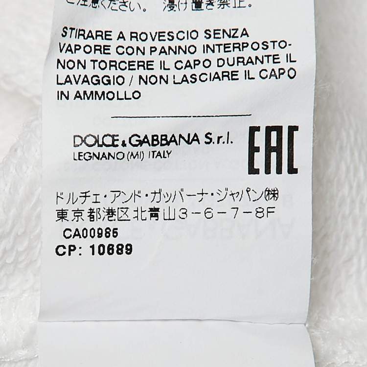 Pre Owned Dolce & Gabbana White Logo Embossed Cotton Sweatshirt XXL