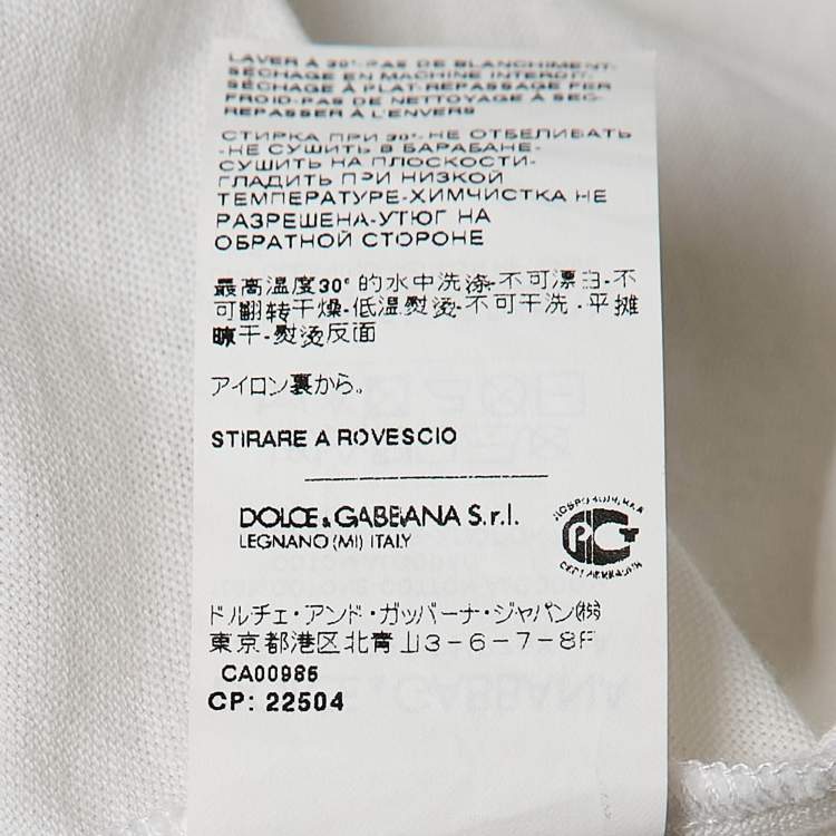Pre Owned Dolce & Gabbana White Logo Print Jersey Crew Neck T-Shirt M