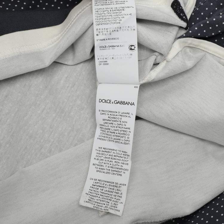 Pre Owned Dolce & Gabbana Blue/White Polka Dot Print T-Shirt M