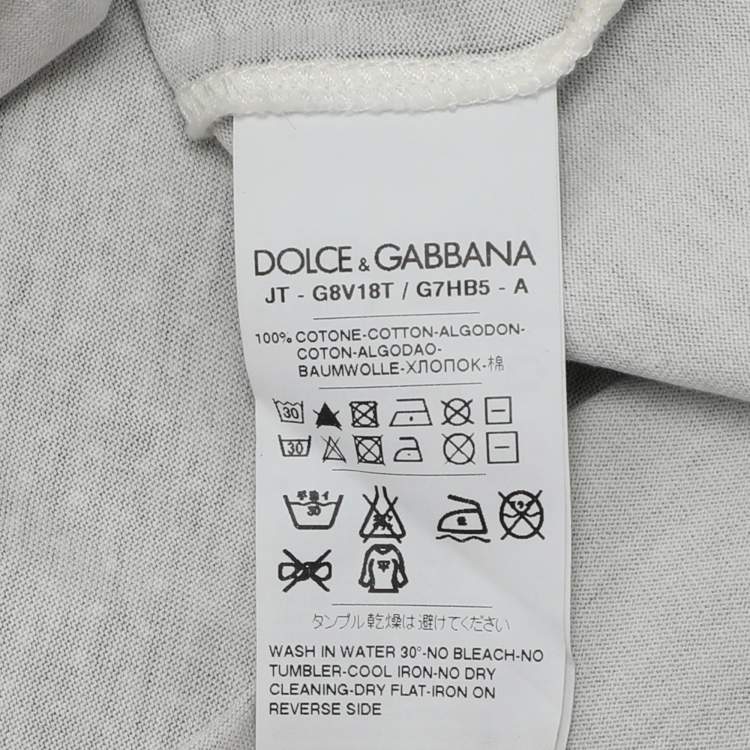 Pre Owned Dolce & Gabbana Blue/White Polka Dot Print T-Shirt M