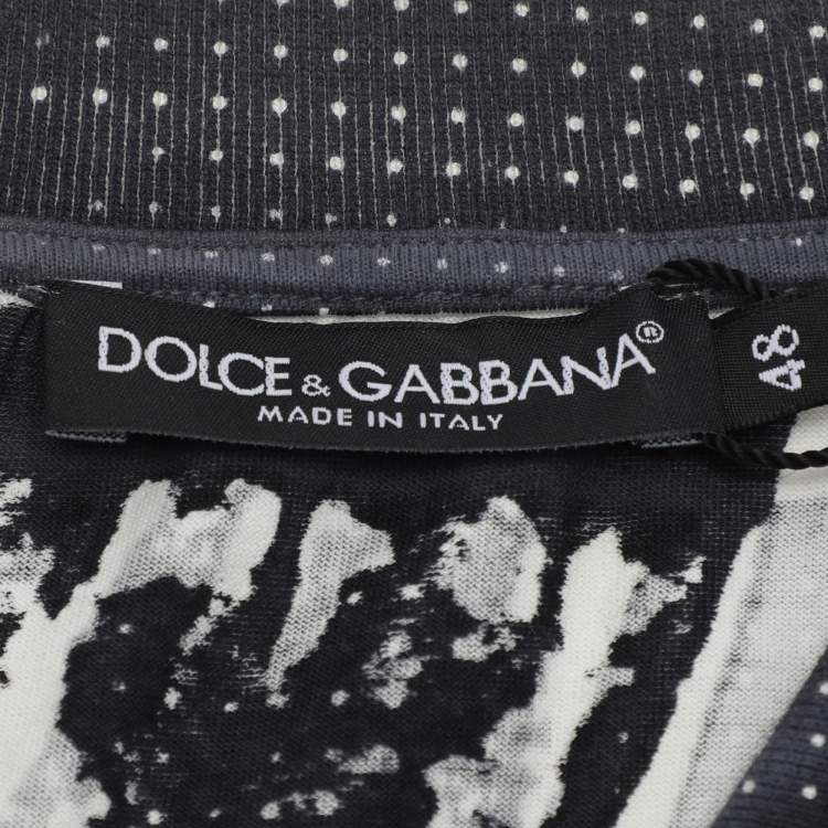 Pre Owned Dolce & Gabbana Blue/White Polka Dot Print T-Shirt M