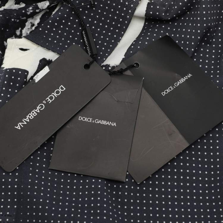 Pre Owned Dolce & Gabbana Blue/White Polka Dot Print T-Shirt M