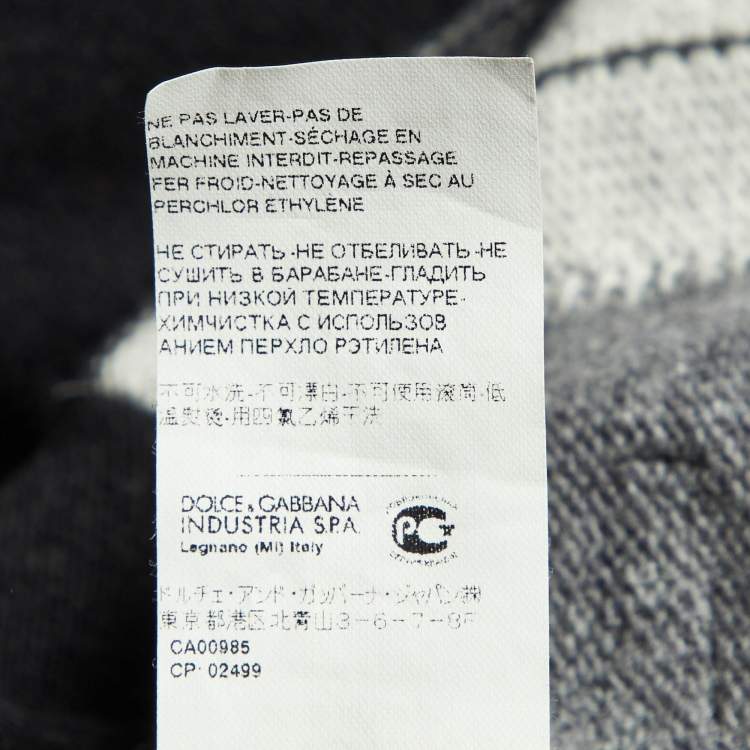 Pre Owned Dolce & Gabbana Black Checked Wool V-Neck Sweater M