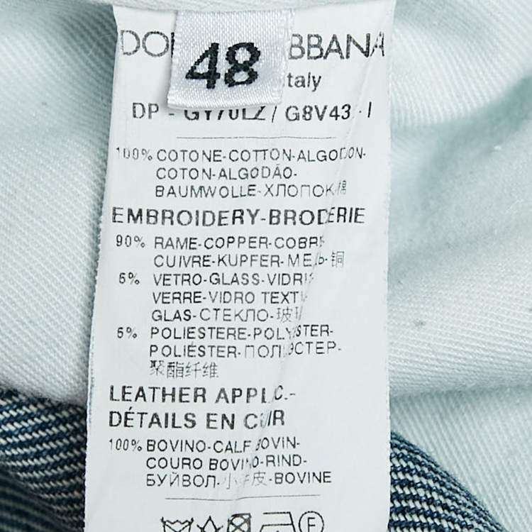 Pre Owned Dolce & Gabbana Blue Ripped Denim Slim Fit Jeans M Waist 32"