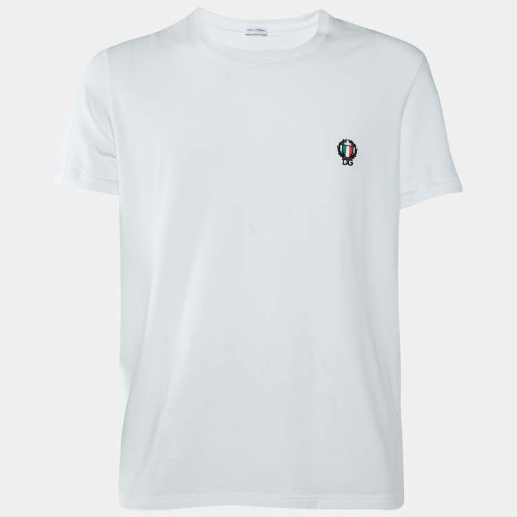 Pre Owned Dolce & Gabbana Underwear White Cotton Logo Embroidered T-Shirt L