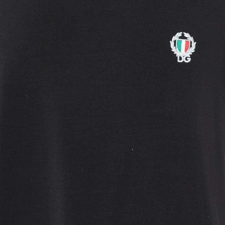 Pre Owned Dolce & Gabbana Underwear Black Cotton Logo Embroidered T-Shirt L