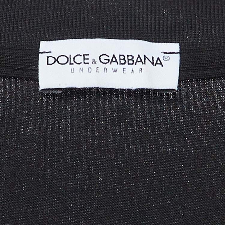 Pre Owned Dolce & Gabbana Underwear Black Cotton Logo Embroidered T-Shirt L
