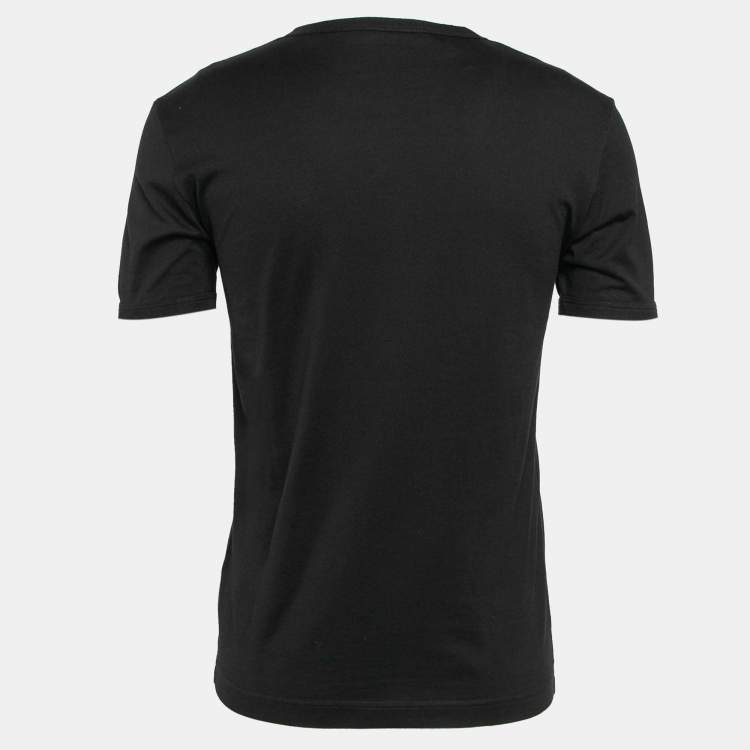 Pre Owned Dolce & Gabbana Black Heraldic Bee Patch Jersey T-Shirt XS