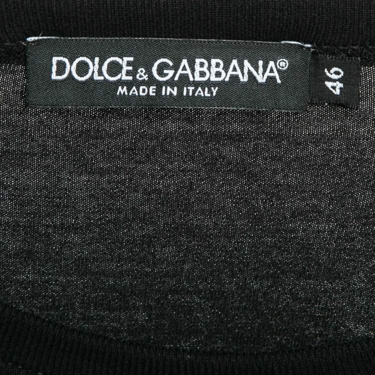 Pre Owned Dolce & Gabbana Black Heraldic Bee Patch Jersey T-Shirt XS