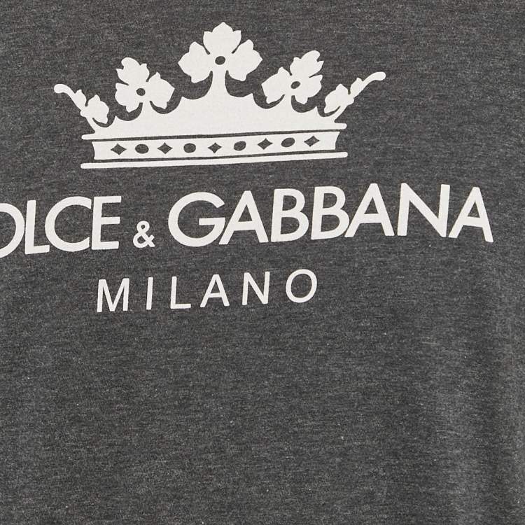 Pre Owned Dolce & Gabbana Grey Logo Print Jersey T-Shirt XL