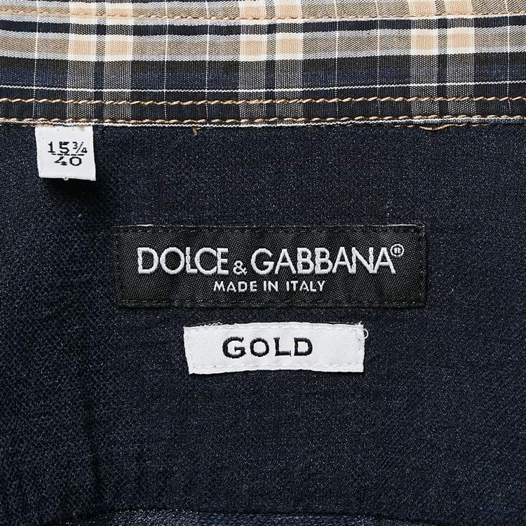 Pre Owned Dolce & Gabbana Blue Checked Denim Long Sleeve Shirt M