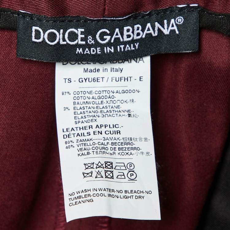 Pre Owned Dolce & Gabbana Burgundy Cotton jogger Pants M