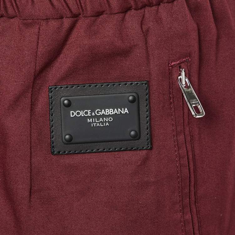 Pre Owned Dolce & Gabbana Burgundy Cotton jogger Pants M