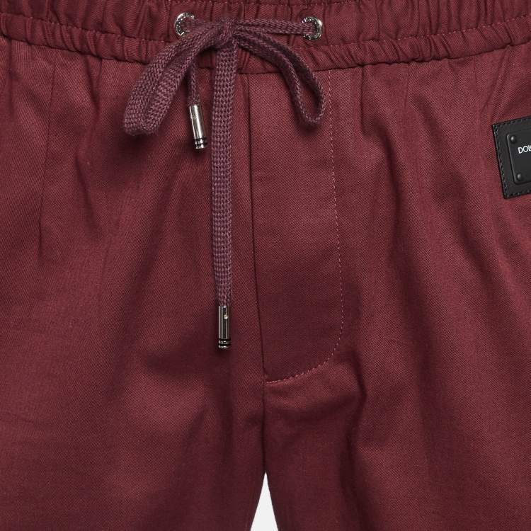 Pre Owned Dolce & Gabbana Burgundy Cotton jogger Pants M