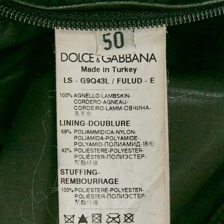 Pre Owned Dolce & Gabbana Black Leather Puffer Jacket L