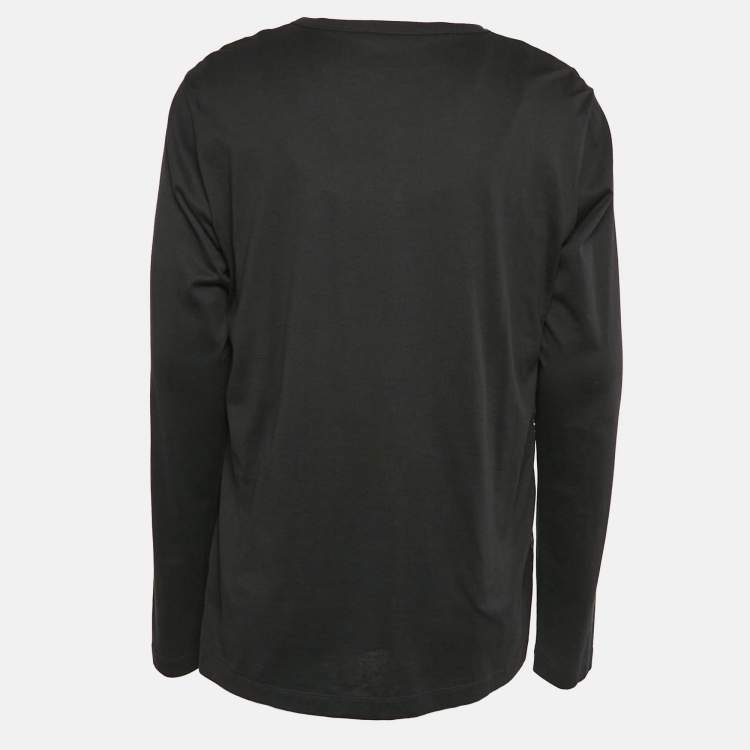 Pre Owned Dolce & Gabbana Black Key Print Cotton and Silk T-Shirt XXL