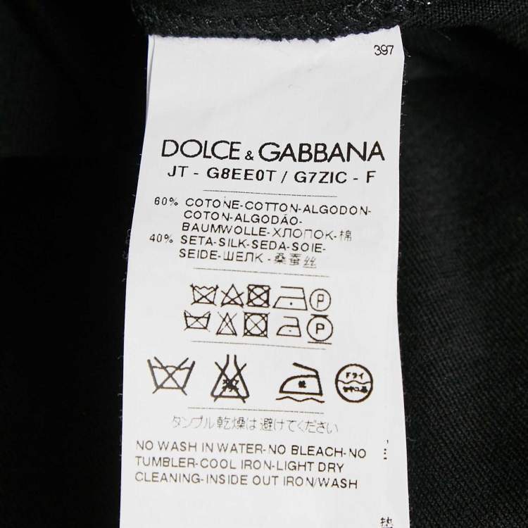 Pre Owned Dolce & Gabbana Black Key Print Cotton and Silk T-Shirt XXL