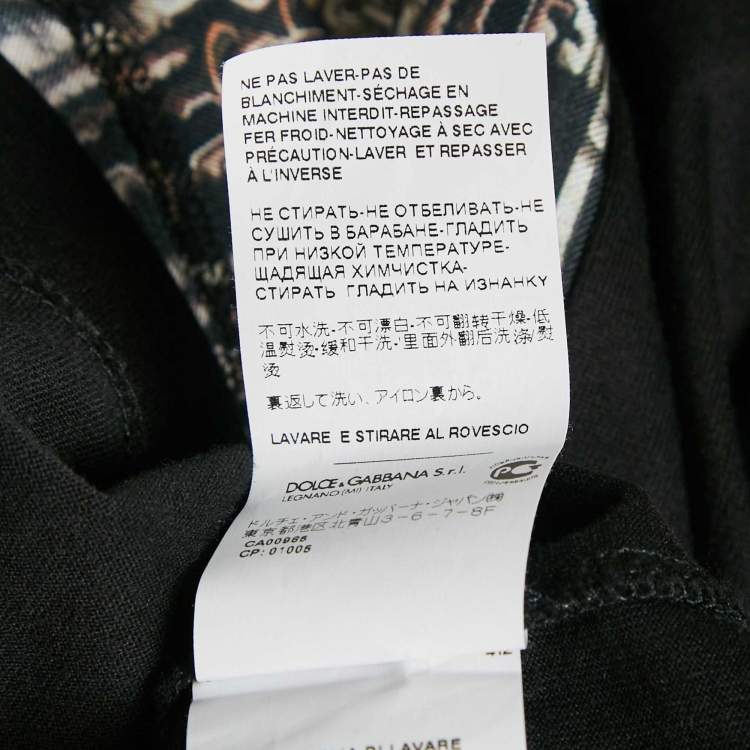 Pre Owned Dolce & Gabbana Black Key Print Cotton and Silk T-Shirt XXL