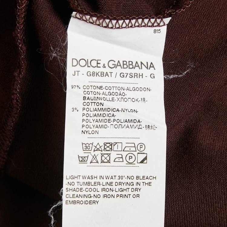 Pre Owned Dolce & Gabbana Burgundy Flock Print Cotton T-Shirt 4XL