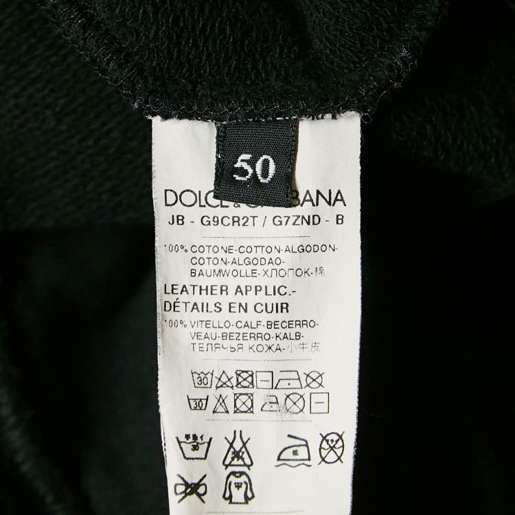 Pre Owned Dolce & Gabbana Black Flock Printed Cotton Hoodie L