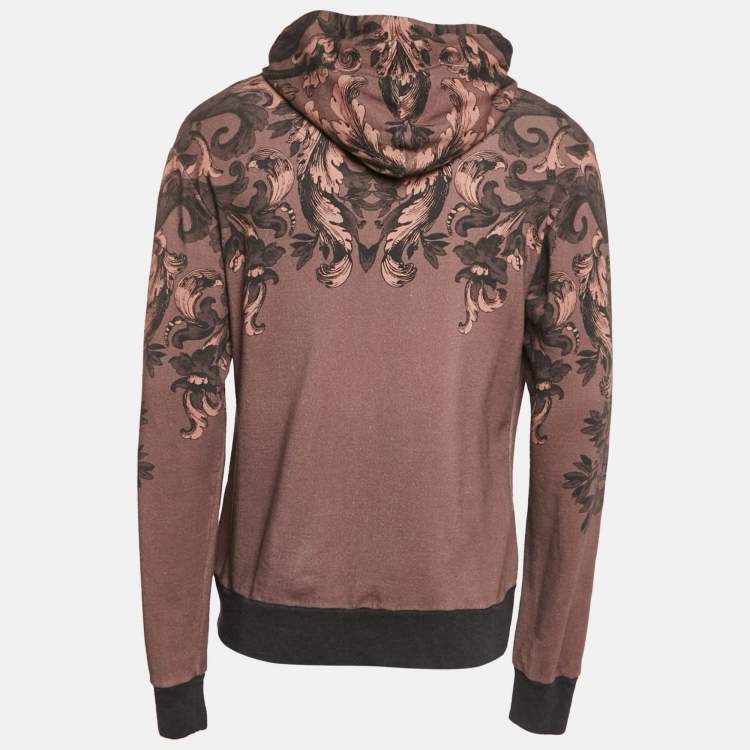 Pre Owned Dolce & Gabbana Wine Pink Printed Cotton Hoodie XL