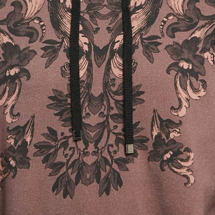 Pre Owned Dolce & Gabbana Wine Pink Printed Cotton Hoodie XL