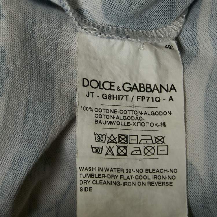 مملوكة مسبقًا Dolce & Gabbana Blue Ceramic Print Jersey Crew Neck T-Shirt XXXL