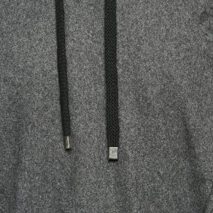 Pre Owned Dolce & Gabbana Grey Printed Wool Felt Hoodie L