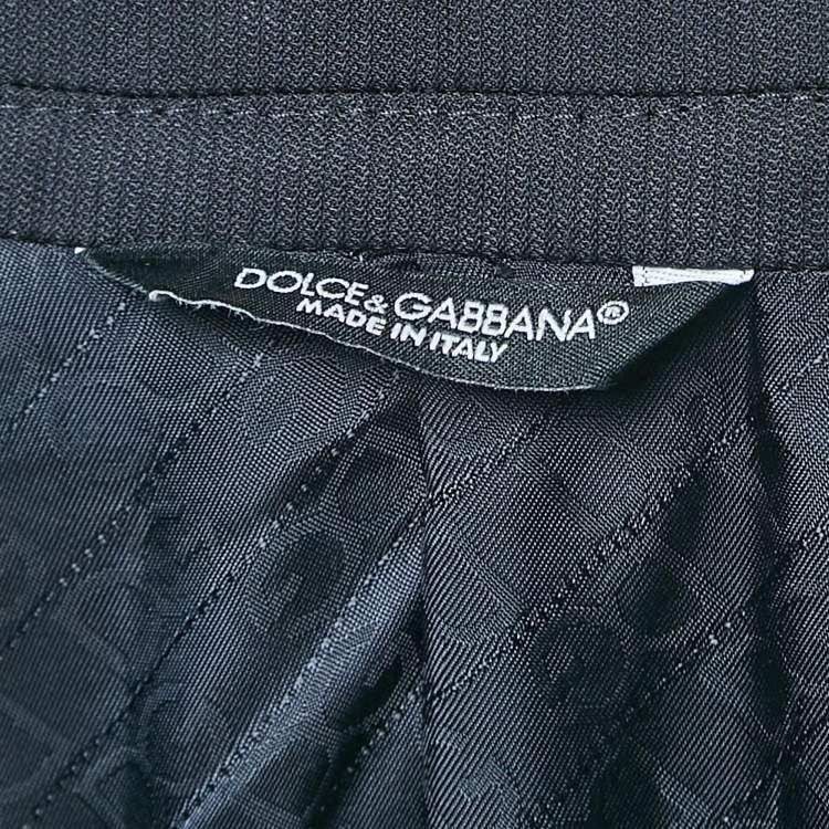 Pre Owned Dolce & Gabbana Gold Navy Blue Pinstripe Virgin Wool Suit XL